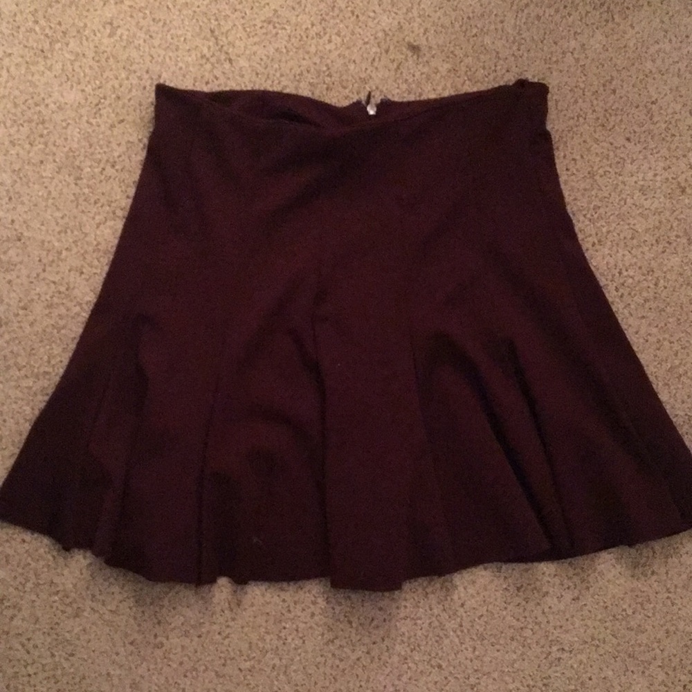 Burgundy pleated skirt